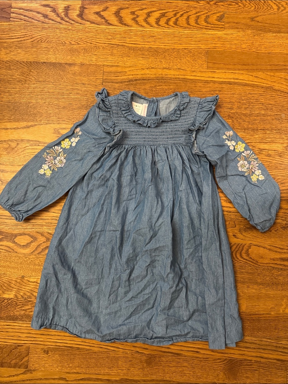 Bonnie Jean Blue Floral-Embroidered Ruffle Dress size 6X